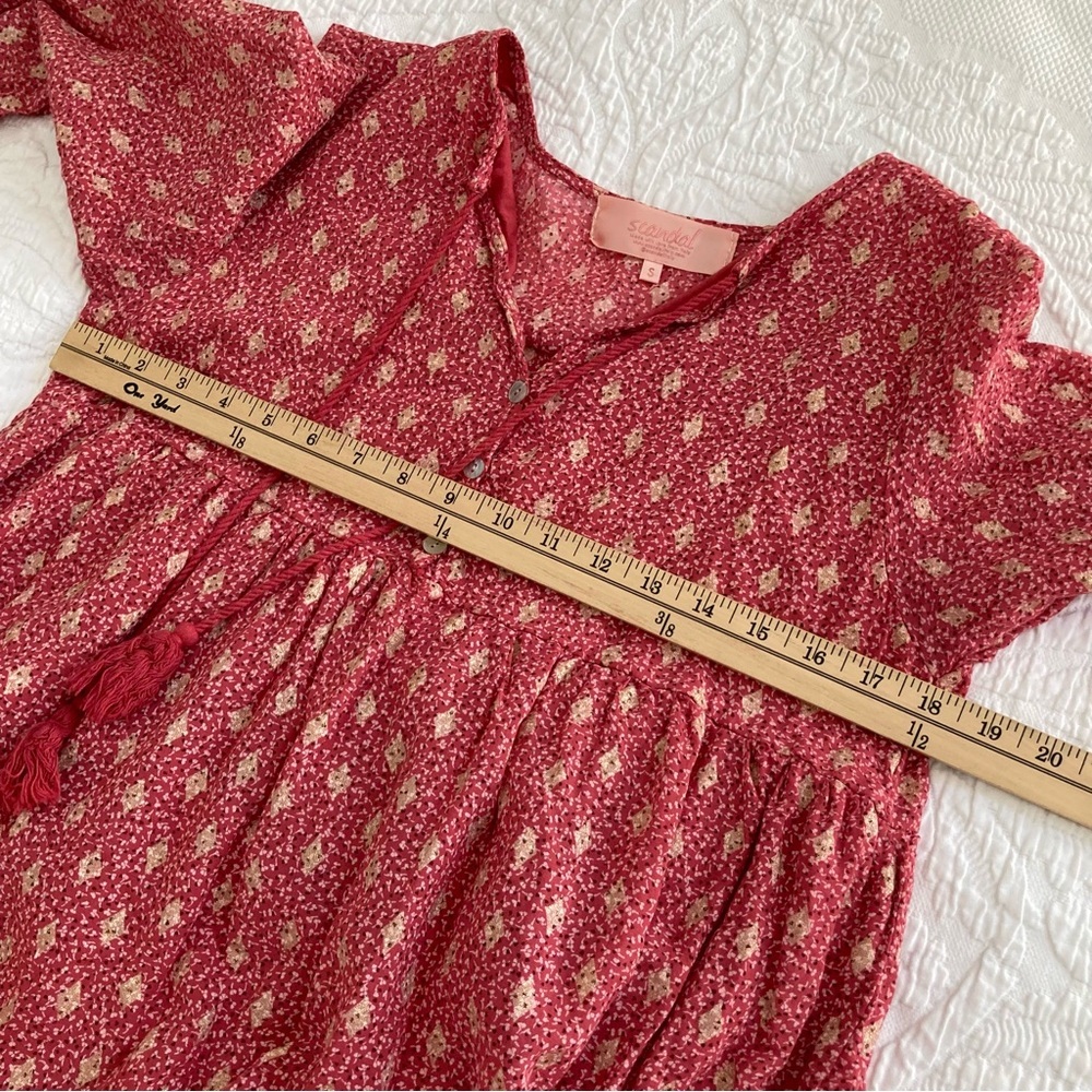 Scandal Italy dress cotton babydoll resort vacation gold pink print size S - Picture 11 of 16
